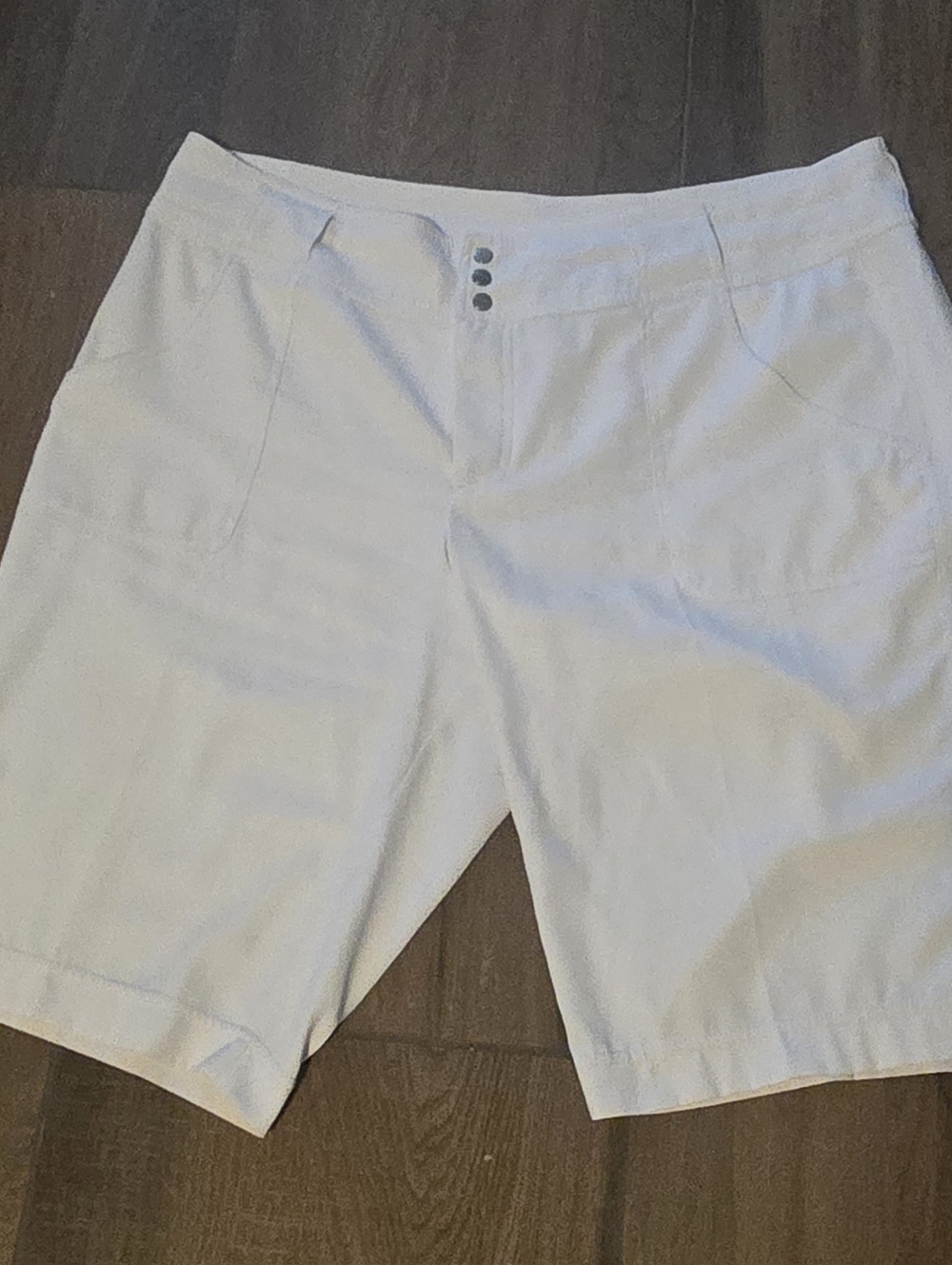 JoFit White Belted Shorts. Size 12. 11" Inseam.  Great Preowned Condition.